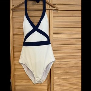 Gorgeous white and navy classic one piece by Boden